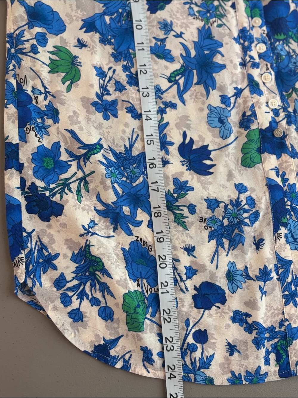 Zadig & Voltaire Twina crepe garden flowers Floral Button-Front Blouse Sz Med - Picture 12 of 13